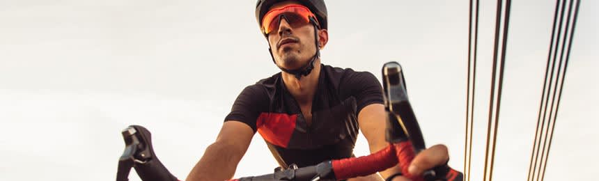 Man Wearing Cycling Eyewear