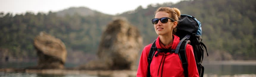 women hiking with sunglasses