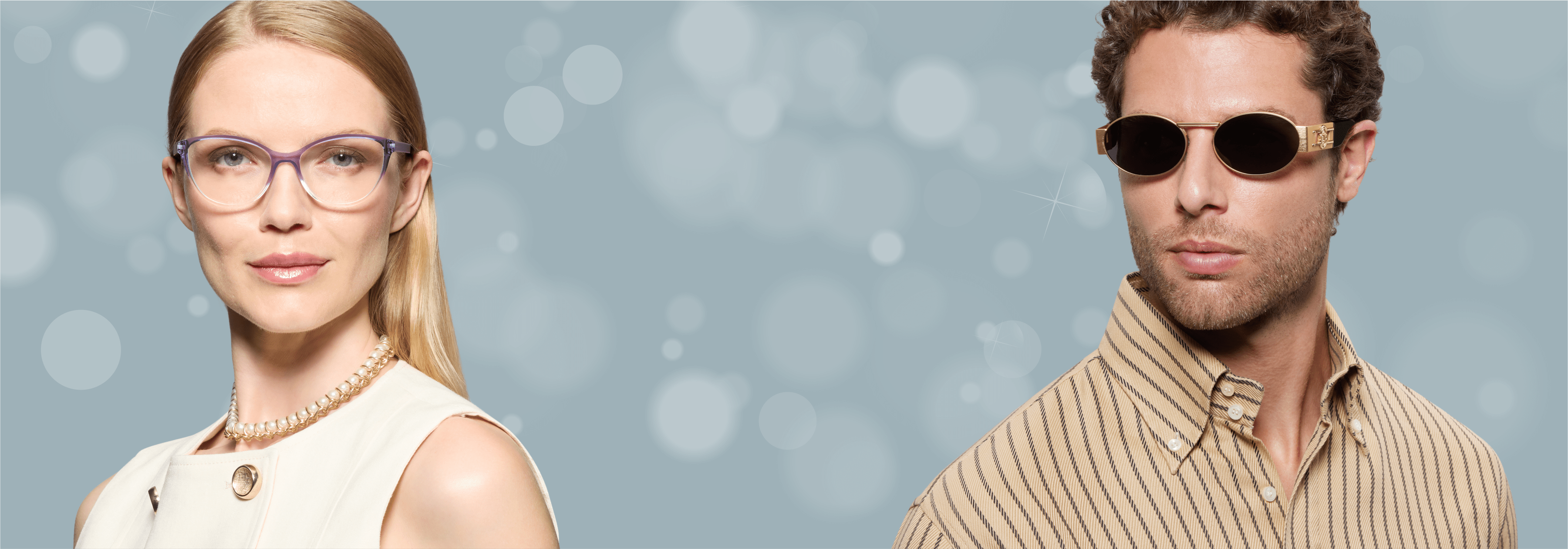 The left is wearing Armani Exchange ax3053 Eyeglasses, other is Versace ve2264 Sunglasses