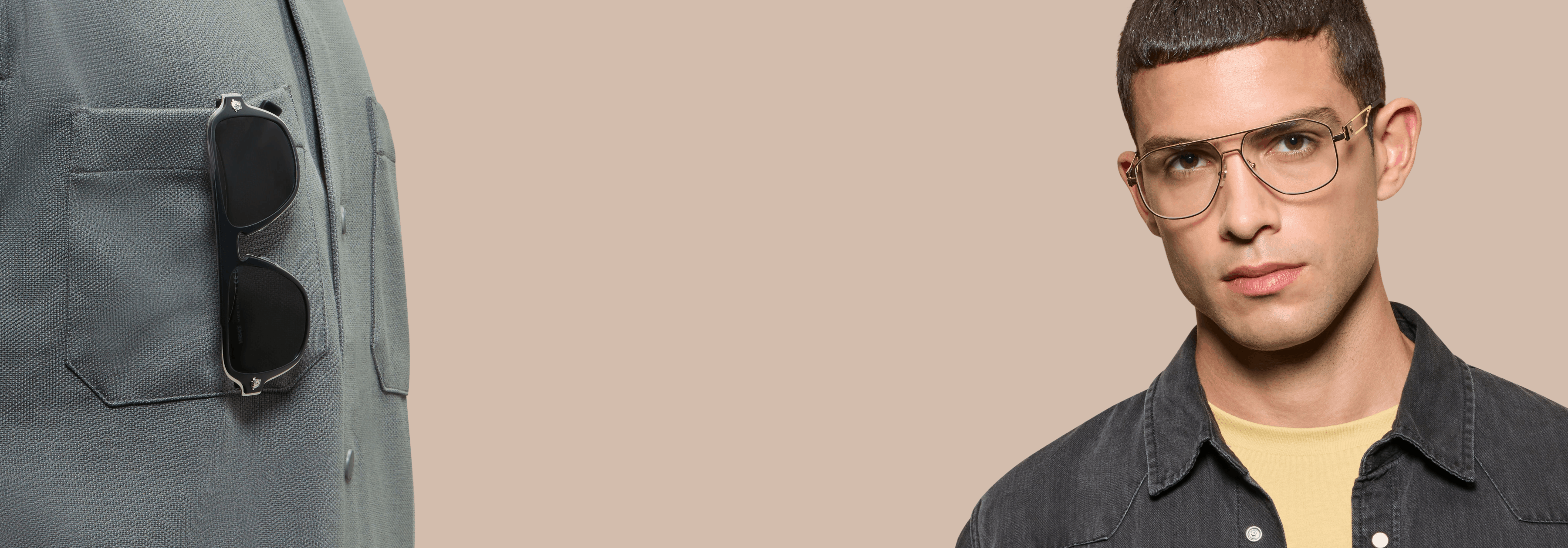 The left is wearing Burberry be4389 Sunglasses, other is Versace ve1175b Eyeglasses