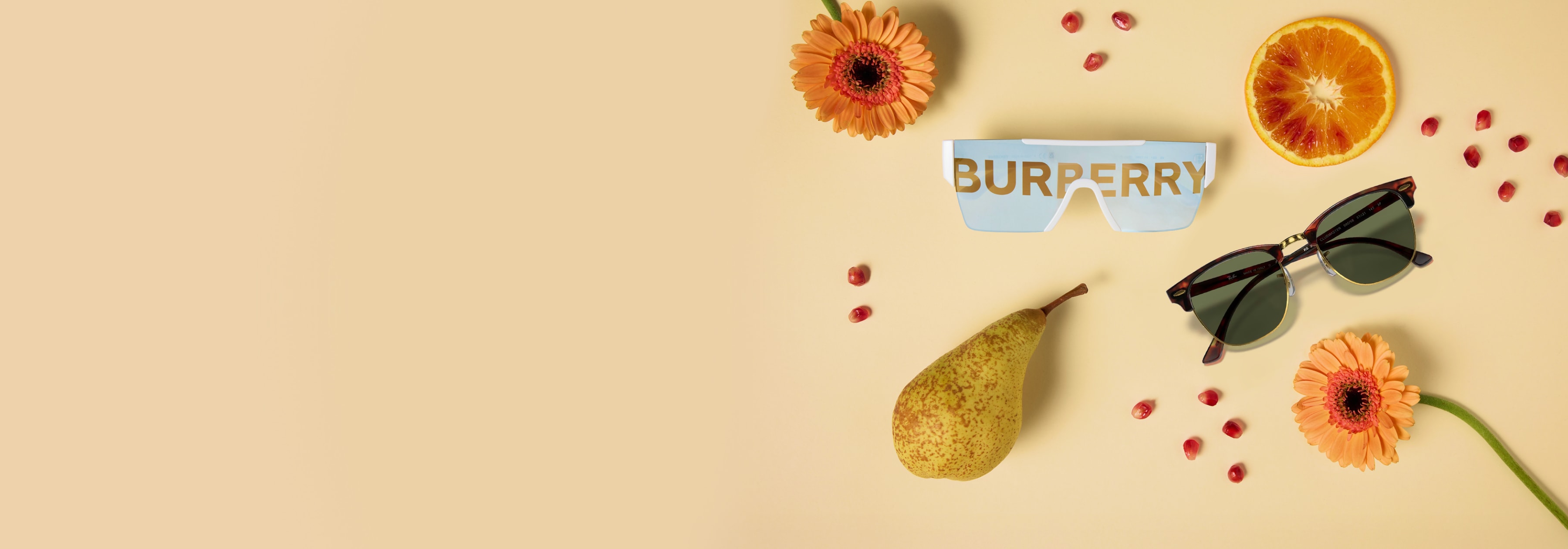 The left is wearing Versace ve3348 Eyeglasses, other is wearing Burberry be4216 Sunglasses