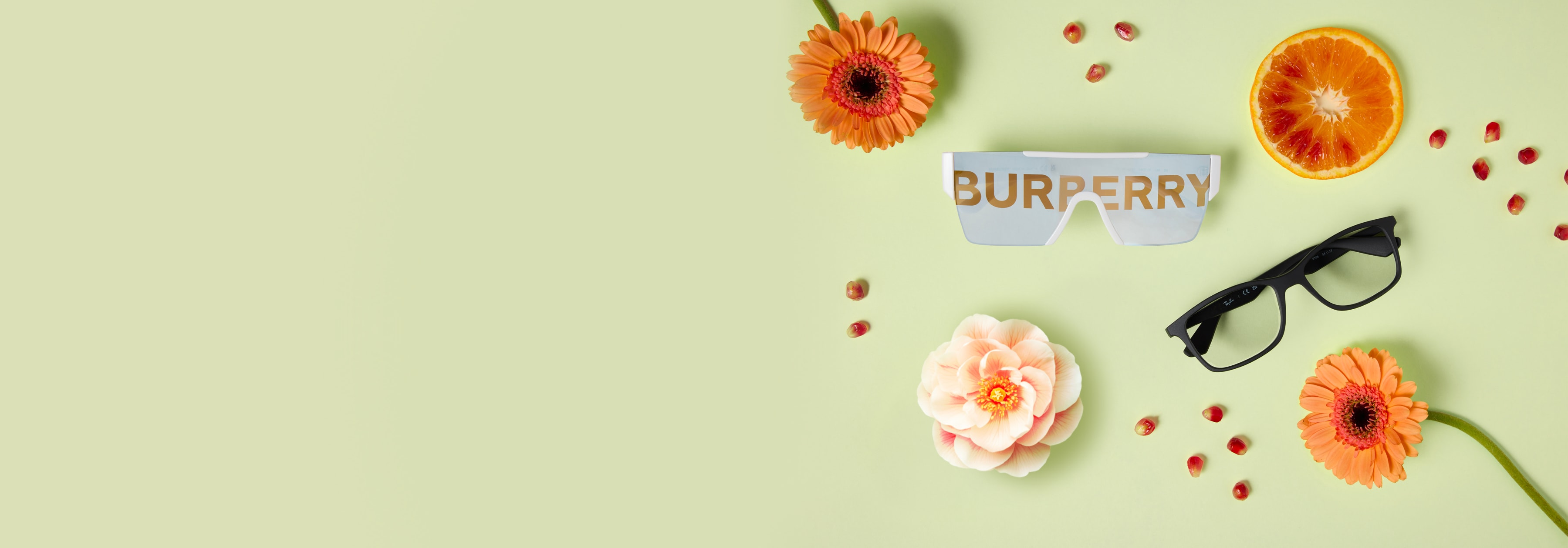 The left is wearing Versace ve3348 Eyeglasses, other is wearing Burberry be4216 Sunglasses